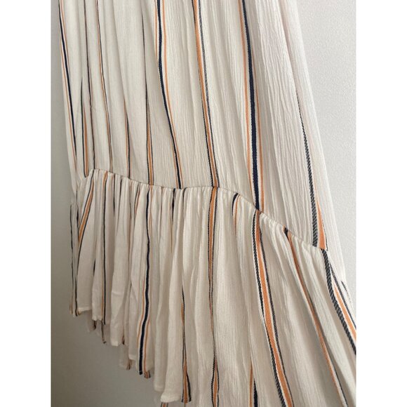 Jessica Simpson White, Orange, & Navy Striped High-Low Maxi Skirt Size L - Picture 2 of 6